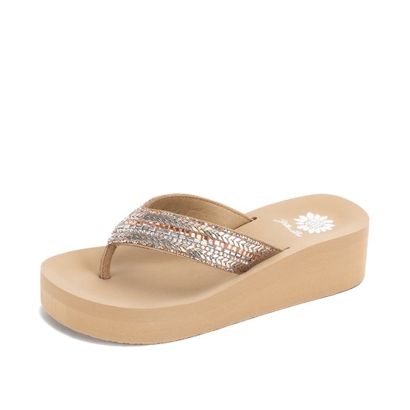 Yellow box Rathlin Flatform Sandal color Taupe medium width - Picture 1 of 5